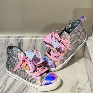 New girls size 4 Jojo converse style mermaid iridescent High-Top Sneakers shoes
